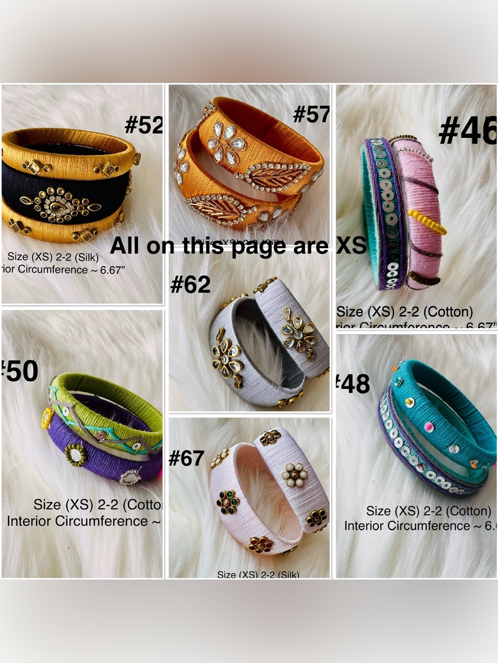 🎡🎡Handmade Silk or Cotton Wrapped Bangle Set of your choice in various sizes - Picture 10 of 16
